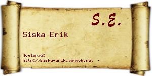 Siska Erik névjegykártya